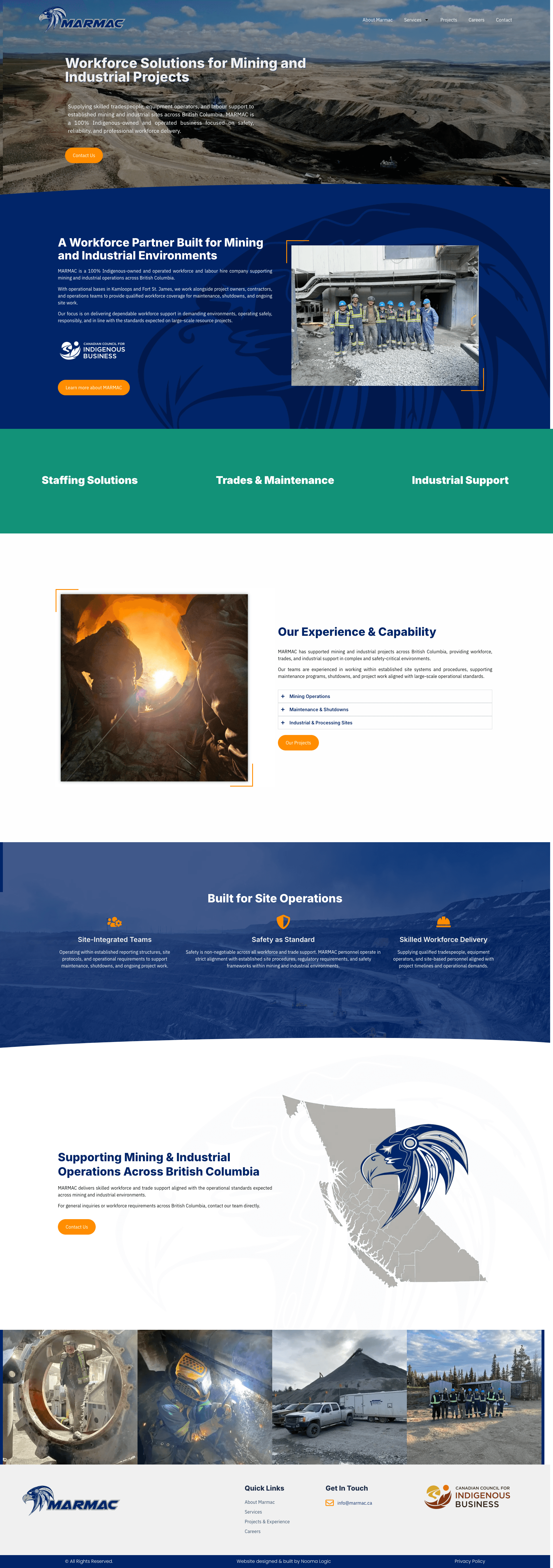 Marmac homepage, full scroll