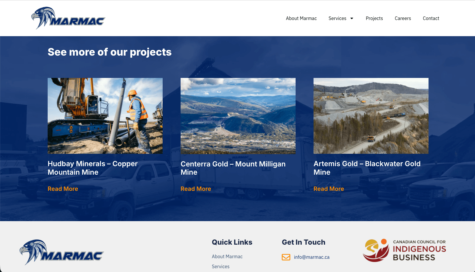 Projects page